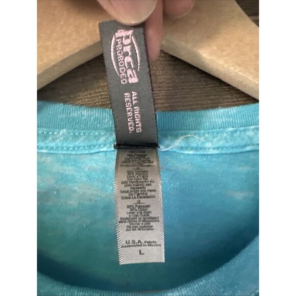 Pro Rodeo Gear Womens‎ Shirt Large Blue Bull Skull And Feathers Logo - Picture 4 of 6